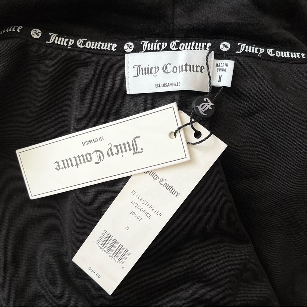 Juicy Couture | Oversized Big Bling Velour Hoodie in Black Licorice - Sz M (NWT) - Picture 3 of 9